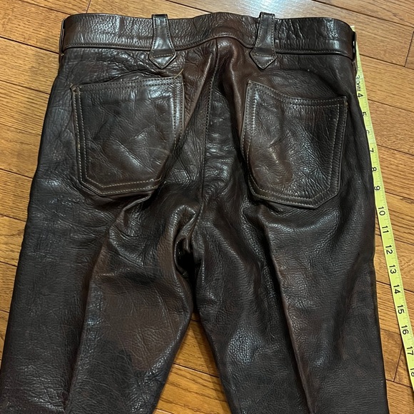 Vintage 60s Brown Leather Flare Pants 33 x 32” - Picture 11 of 16